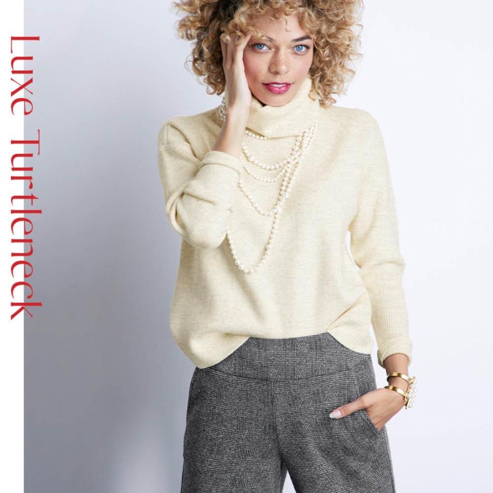 CAbi Cream Turtleneck Sweater